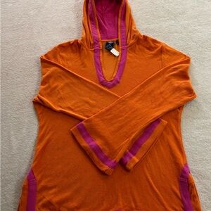 Tory Burch Women's Sport French Terry Tunic Hoodie Long Sleeves Size L